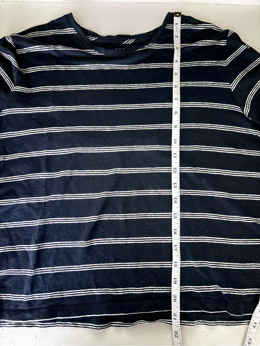J. Crew Relaxed Linen Navy Striped T-Shirt